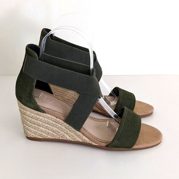 Splendid Green Suede Espadrilles Wedge Sandals Women's 8.5 - Picture 1 of 10